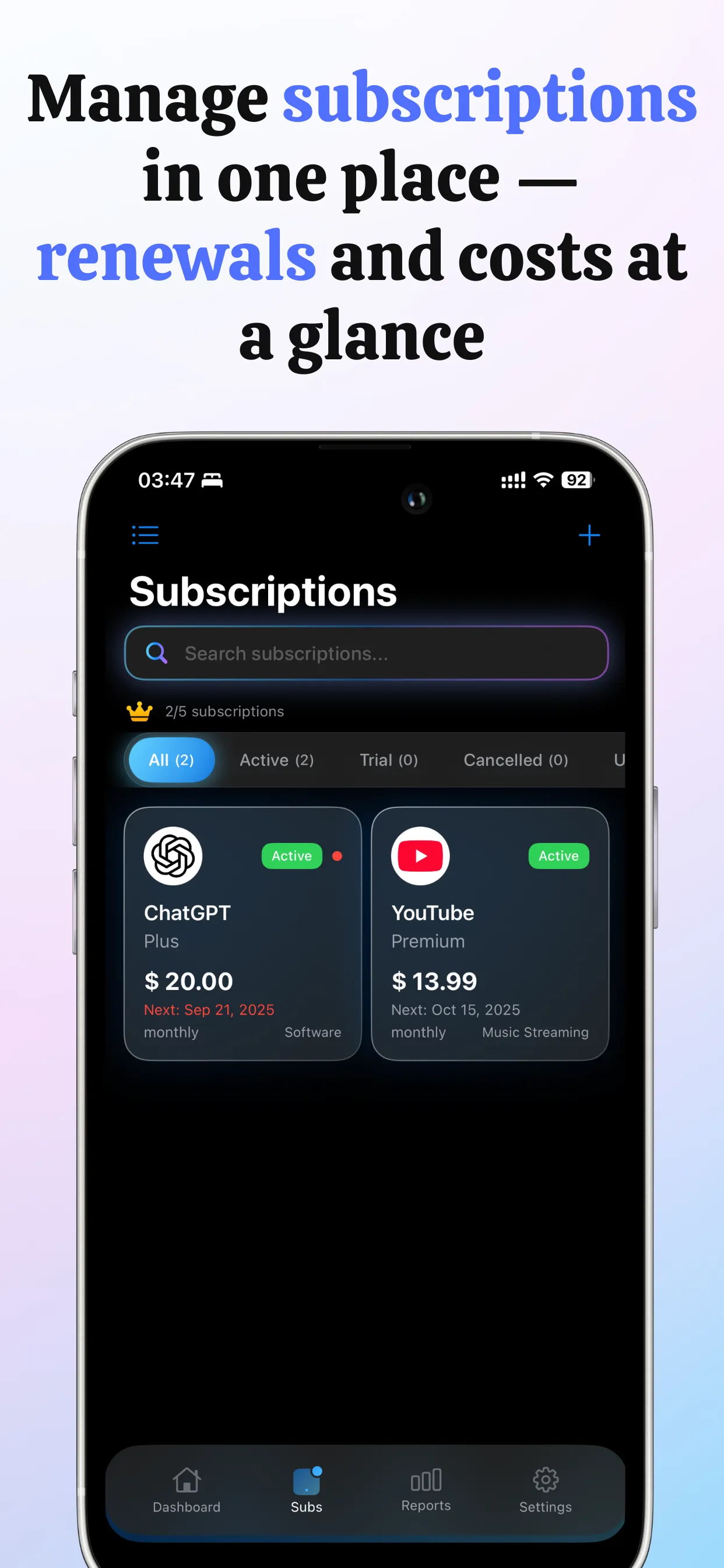 PocketSubs应用截图 2 - iPhone版本界面